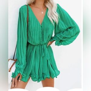 Viera Polka Dot Pleated Romper - Medium Vici